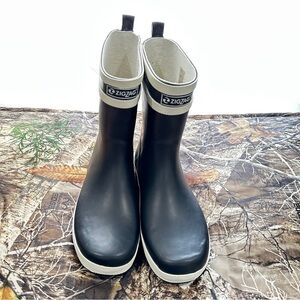 ZigZag Black Rubber Boots sz US5/EU38